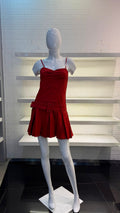 VESTIDO CORTO TABLEADO SIN MANGAS
